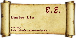 Basler Eta névjegykártya